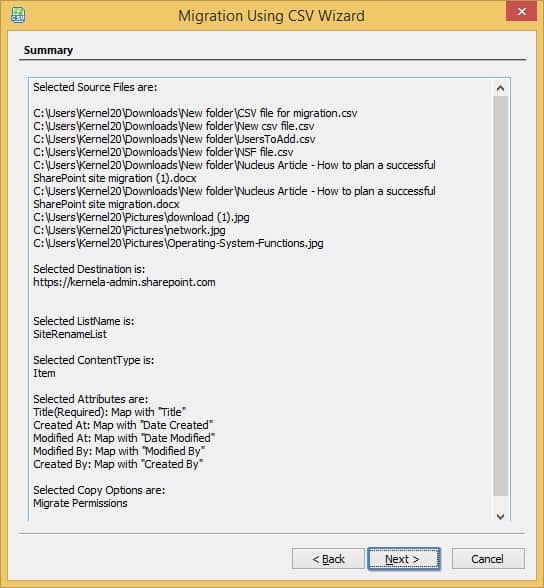 tool will provide a summary of the selected items 